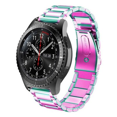 新品 適用於三星Galaxy Watch 3 智能手錶鋼帶 41/45mm三珠不鏽鋼錶帶Active2錶鏈20/22mm