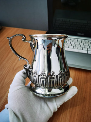純銀歐洲古董銀器超大馬g杯水杯茶杯啤酒杯產地意大利內部