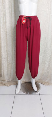 X728盛恩宇服飾腰部抽繩玫瑰紅彈性涼感縮口褲M～L