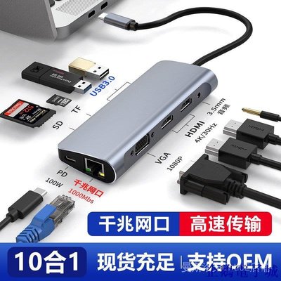 溜溜雜貨檔USB-C轉HDMI投屏線拓展塢4K轉換器千兆網線轉接頭分線器mst擴展塢