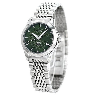 GUCCI YA1265008 古馳 手錶 28mm 綠色面盤 不鏽鋼錶帶 女錶 男錶