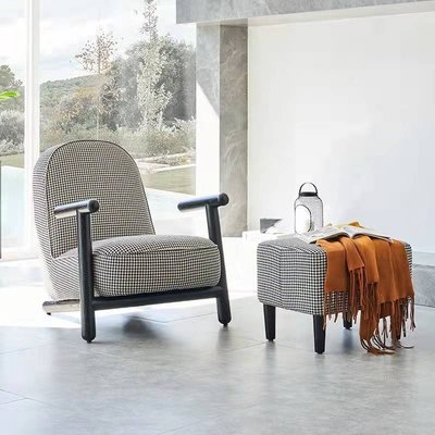 迪麗熱巴單人沙發椅簡約客廳臥室輕奢休閑椅設計師千鳥格椅子