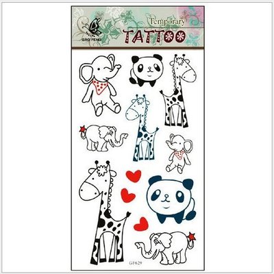 【滿300免郵】里邊目~可愛卡通小動物防水紋身貼紙批發tattoo紋身貼 GF-629