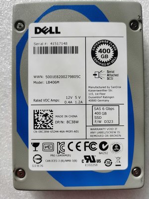 Dell R710 R720 R730 R910 400G 6G SAS SSD 2.5 8C38W 固態硬碟