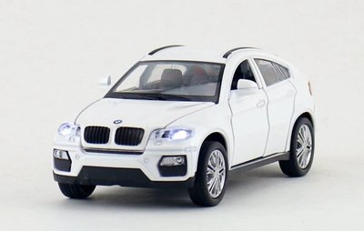 建元 合金車 汽車模型 兒童玩具 X6 BMW 聲光 四開門 白