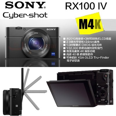 【eYe攝影】送原廠相機包 SONY RX100 IV M4 數位相機 4K 蔡司鏡頭 大光圈 公司貨 16連拍 4K