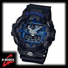 安安精品保證正品~G-SHOCK  亮麗金屬感設計運動休閒錶-黑 藍（GA-710B-1A2）