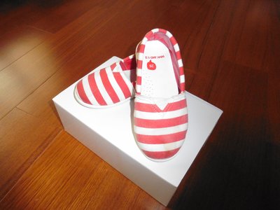 WHY AND 1/2 女童紅白線條休閒布鞋