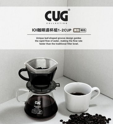 南美龐老爹咖啡 CUG 超值咖啡濾杯組 樹脂材質 101 1~2人份 咖啡色 鐵灰色 360ml 全玻璃把手玻璃分享壺