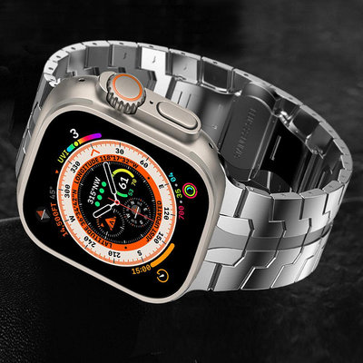 適用apple watch5/4/6/8/7 不銹鋼表帶 iwatch 鋼鐵俠智能手表帶