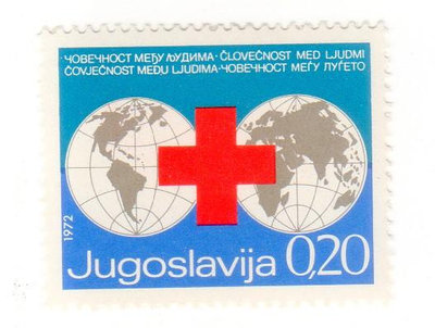 (D853) 1972 南斯拉夫紅十字會郵政稅票(Postal Tax Stamps) 1973地球與奧運標誌郵政稅郵票     各新1全  Scott#RA4