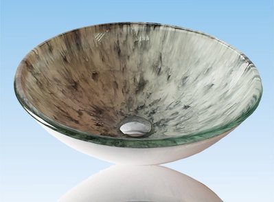 FUO衛浴:42公分 彩繪工藝 藝術強化玻璃碗公盆 (WY15038)預訂!