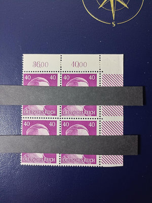 二手 德國1941年名人雕刻版四方聯(盡量帶邊紙）可拍8聯票帶數字 郵票 郵品 紀念票【天下錢莊】11