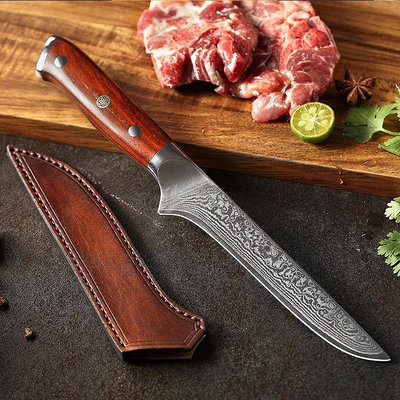 信作-大馬士革廚刀6英寸剔骨刀專業分割刀剔肉刀屠宰專用刀開魚刀