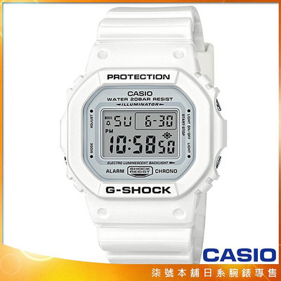 【柒號本舖】CASIO卡西歐G-SHOCK鬧鈴電子錶-白 / DW-5600MW-7 (台灣公司貨)