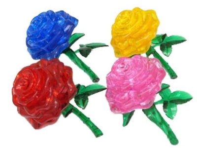 『肥仔小窩』情人節 告白 送禮 熱戀中的玫瑰花 3D 水晶 立體 鮮花 玫瑰花 益智 拼圖 禮品