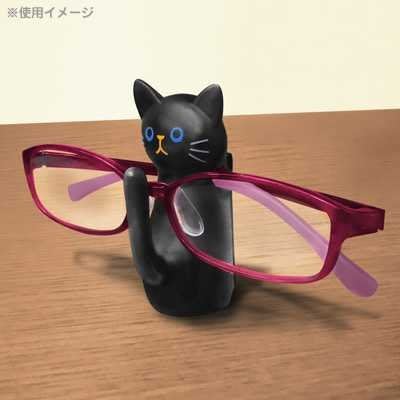 【優洛帕-汽車用品】日本進口 黑貓物語 黑貓站立造型 直接置放式眼鏡架 ME116