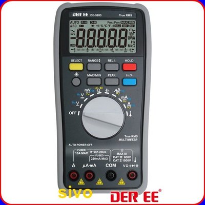 含稅 台製得益DER EE DE-5203 22000位數 數位型萬用電錶 True-RMS Fluke低通濾波器電容