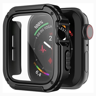 森尼3C-於Apple watch S8 S7 S6 45mm 44mm PC+TPU鋼化膜一體鎧甲殼蘋果手錶殼 S5 S4-品質保證