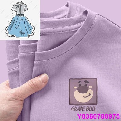 悠米小店【Basy】真維斯短袖女t恤小個子2023年新款夏季純棉女裝寬鬆紫色體恤上衣熊抱哥T恤Lots-o'-Huggin' B