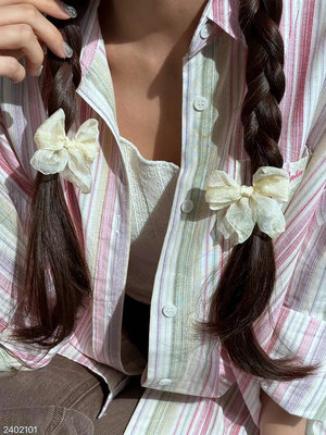 繽紛色皺摺蝴蝶結髮夾兩件組 #2402101 🇰🇷韓國連線