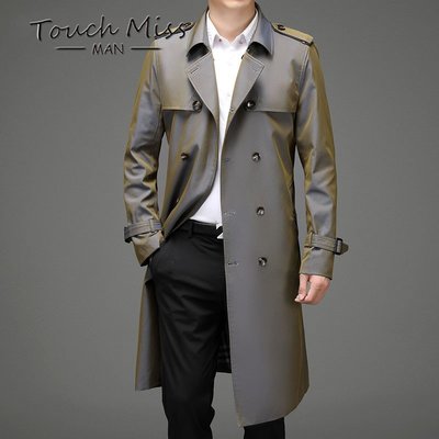 Touch Miss2021秋季新款韓版風衣男士中長款休閑西裝領過膝外套男現貨 正品 促銷
