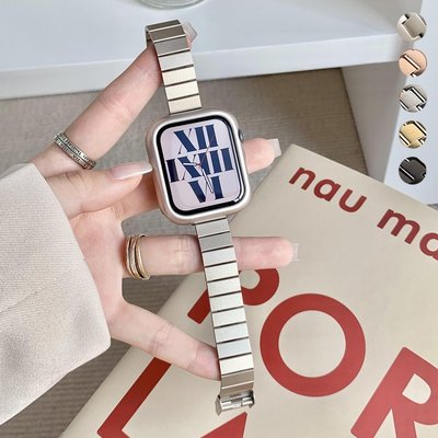 gaming微小配件-超薄金屬錶帶適用於 Apple Watch 44 毫米 40 毫米 41 毫米 45 毫米竹製不銹鋼錶帶適用於 iwat-gm