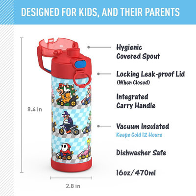 預購 美國 THERMOS 膳魔師 Super Mario 瑪莉兄弟 耀西 不鏽鋼吸管式水壺 保溫杯 兒童水壺 保溫瓶