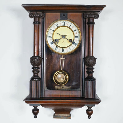 西洋古董花樓鐘機械鐘表掛鐘功能走打正常1900年代德國雙箭原