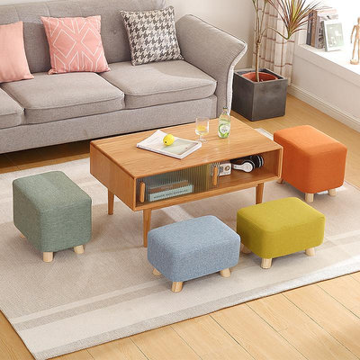 居家佳:布藝小凳子實木換鞋凳創意簡約客廳沙發茶幾凳家用矮凳長板凳