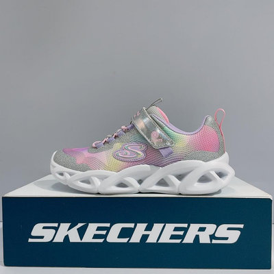 SKECHERS TWISTY BRIGHTS 2.0 中童 粉色 魔鬼氈 發光鞋 電燈鞋 302339LSMLT