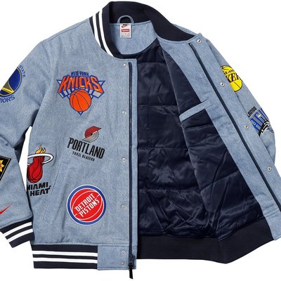 Rush Kingdom」代購Supreme Nike/NBA Teams Warm-Up Jacket 單寧外套