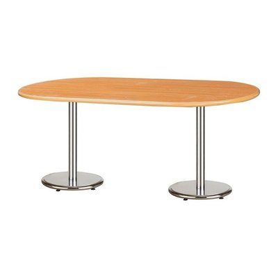 現貨熱銷-【PA148-01】木紋檯面橢圓會議桌(電鍍圓盤腳)