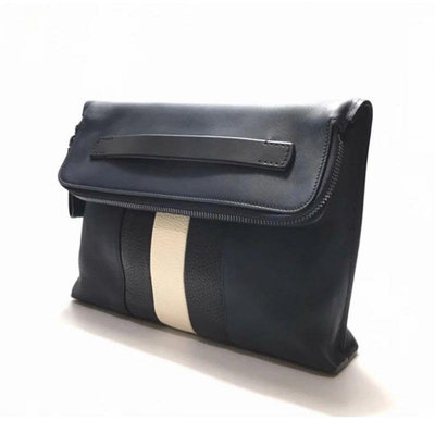 BALLY Benjy Navy Leather Clutch Bag 極新 手拿包 海軍藍 巴利 商務 公事包 精品