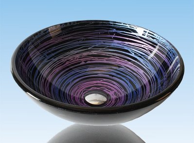 FUO衛浴:42公分 彩繪工藝 藝術強化玻璃碗公盆 (WY15045)預訂!