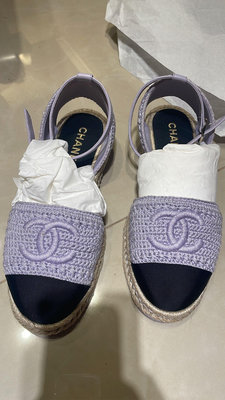 Chanel紫色厚底涼鞋