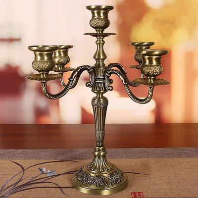 歐式五頭三頭燭台輕奢蠟燭復古蠟燭台擺件北歐浪漫家西餐燭光晚餐