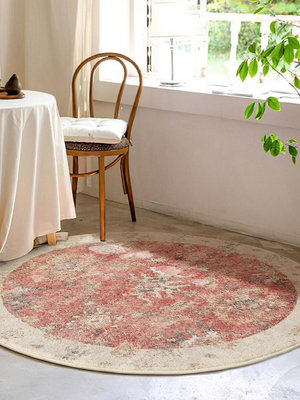 尋由北歐簡約代波斯 古董地毯客廳 圓毯 臥室床邊毯美式民族風