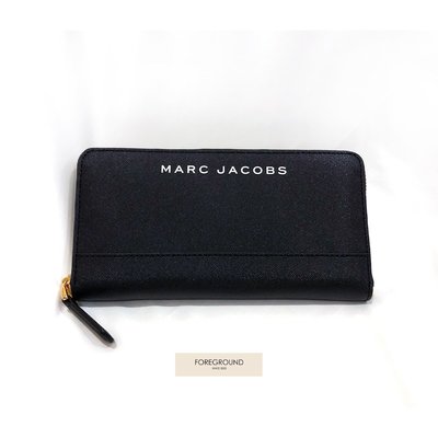 【FOREGROUND】現貨 Marc Jacobs 文字 字母 LOGO 女生防刮 全黑 長夾 皮夾