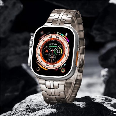 全館免運 不銹鋼錶帶於apple watch Ultra49mm蘋果手錶87654SE321鋅合金金屬錶帶 可開發票