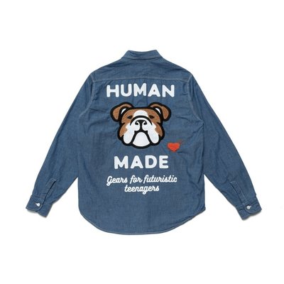 【熱賣精選】Human Made2022年秋季新款男女情侶美式復古狗頭潮長袖襯衫