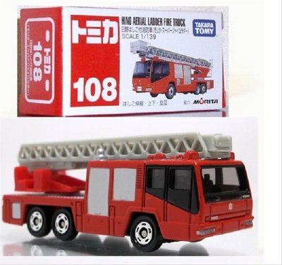 ^.^飛行屋(全新品)TAKARA TOMY-多美小汽車-TOMICA#108 HINO日野雲梯消防車/比例:1/139