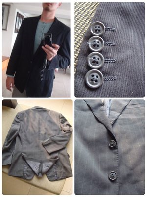 專櫃正品Ermenegildo Zegna 100%羊毛 (cashmere) 黑色條紋西裝size(52) 請把握!