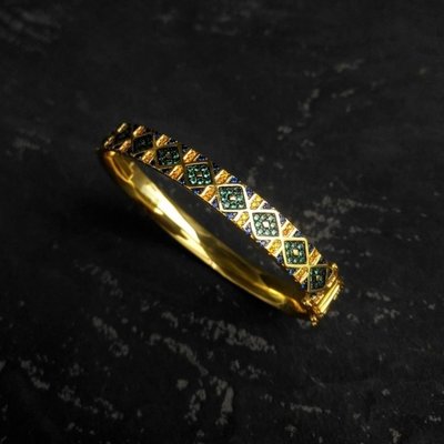 100％原廠代購 apm monaco新品多彩部落條紋幾何手鐲彩色圖案時尚復古金黃色手環