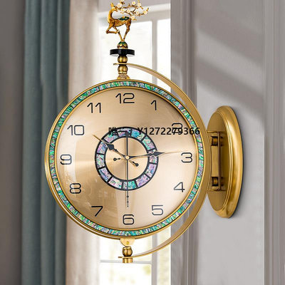 時鐘擺件歐式輕奢雙面掛鐘客廳大氣靜音鐘表現代簡約家用創意復古兩面時鐘家居時鐘