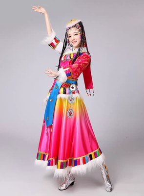 廣場舞服裝藏族舞蹈演出服女藏袍成人民族風藏族水袖衣規格不同價格不一樣