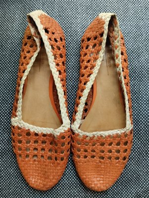 義大利品牌 Weekend Maxmara 橘色編織鞋平底鞋休閒鞋包鞋