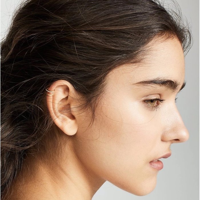 SHASHI 紐約品牌 鑲鑽C型雙層耳骨夾 無耳洞女孩必備 JADE PAVE EAR CUFF