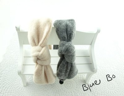 ~*BlueBo*~Korea 韓國飾品  超舒服毛料蝴蝶結髮箍