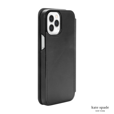 黑色 iPhone 12 Pro Max 6.7吋 Kate Spade Folio for 側翻皮套 愛心 幸運草